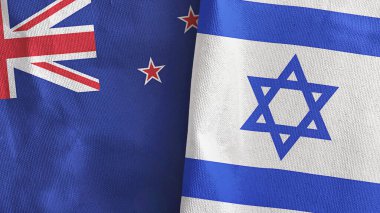 İsrail ve Yeni Zelanda iki bayraklı tekstil kumaşı 3D