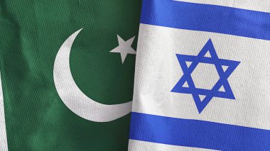 İsrail ve Pakistan iki bayraklı tekstil kumaşı 3D