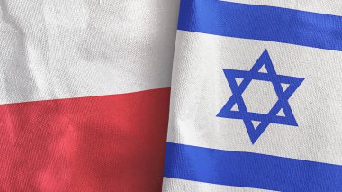 İsrail ve Polonya 'da iki bayraklı kumaş 3D.