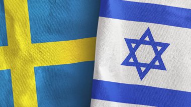 İsrail ve İsveç iki bayraklı tekstil kumaşı 3D