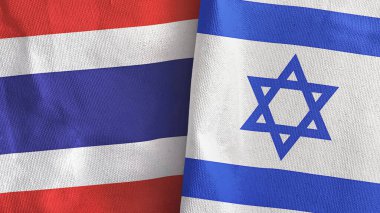 İsrail ve Tayland 'da iki bayraklı kumaş 3D.