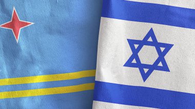 İsrail ve Aruba iki bayraklı tekstil kumaşı 3D