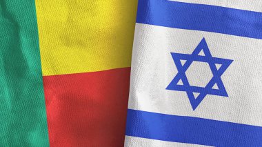 İsrail ve Benin iki bayraklı tekstil kumaşı 3D