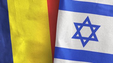 İsrail ve Çad iki bayraklı tekstil kumaşı 3D