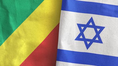 İsrail ve Kongo 'nun iki bayrağı tekstil kumaşı 3D.