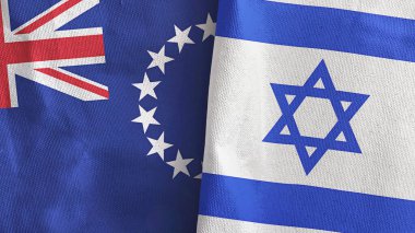 İsrail ve Cook Adaları iki bayraklı kumaş 3D.