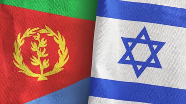 İsrail ve Eritre iki bayraklı tekstil kumaşı 3D