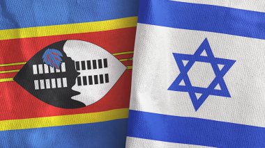 İsrail ve Eswatini Svaziland iki bayrak tekstil kumaşı 3D