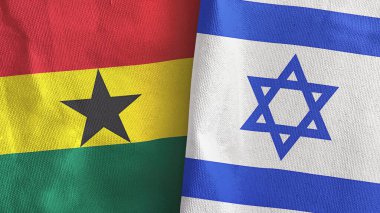 İsrail ve Gana 'nın iki bayrağı tekstil kumaşı 3D.