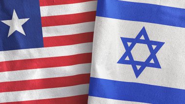 İsrail ve Liberya iki bayraklı tekstil kumaşı 3D