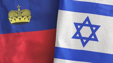 İsrail ve Lihtenştayn iki bayraklı kumaş 3D