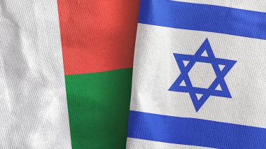 İsrail ve Madagaskar 'ın iki bayrağı tekstil kumaşı 3D.