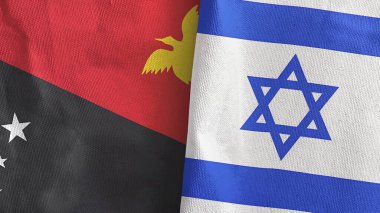 İsrail ve Papua Yeni Gine 2 bayraklı tekstil kumaşı 3D