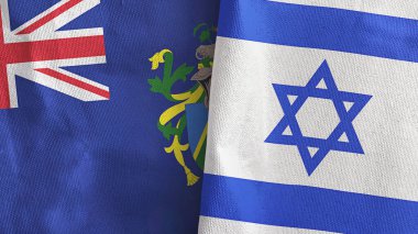 İsrail ve Pitcairn Adaları iki bayraklı tekstil kumaşı.