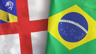 Brezilya ve Herm iki bayraklı tekstil kumaşı 3D