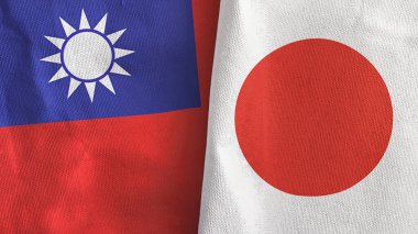 Japonya ve Tayvan 'da iki bayraklı tekstil kumaşı 3D.