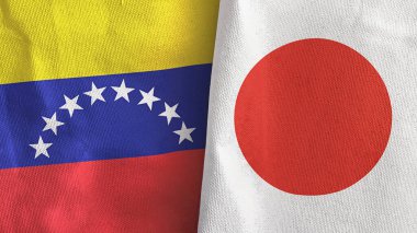 Japonya ve Venezuela iki bayrak tekstil kumaşı 3D