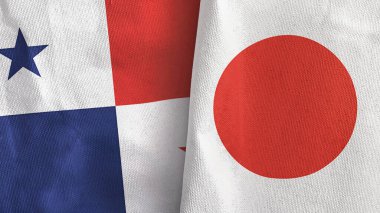 Japonya ve Panama 'da iki bayraklı kumaş 3D görüntüleme