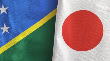 Japonya ve Solomon Adaları iki bayraklı kumaş 3D.