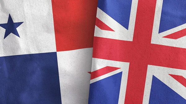 United Kingdom and Panama two flags textil 3D rendering — Stock fotografie