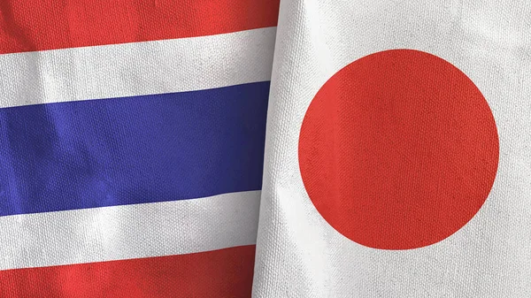 Japonya ve Tayland 'da iki bayraklı kumaş 3D.