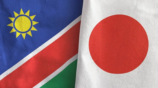Japón y Namibia dos banderas tela textil 3D renderizado — Foto de Stock