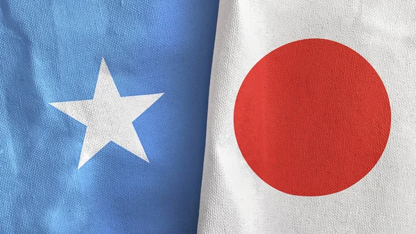 Japonya ve Somali iki bayraklı tekstil kumaşı 3D