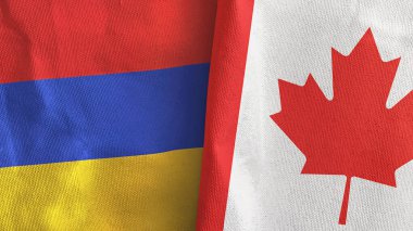 Kanada ve Ermenistan iki bayraklı tekstil kumaşı 3D