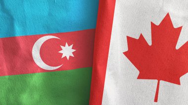Kanada ve Azerbaycan iki bayraklı tekstil kumaşı 3D