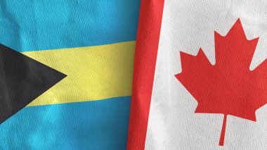 Kanada ve Bahamalar iki bayraklı tekstil kumaşı 3D