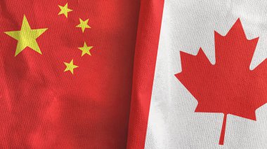 Kanada ve Çin 'de iki bayraklı tekstil kumaşı 3D görüntüleme