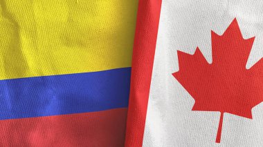 Kanada ve Kolombiya iki bayraklı tekstil kumaşı 3D