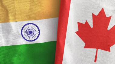Kanada ve Hindistan iki bayraklı tekstil kumaşı 3D