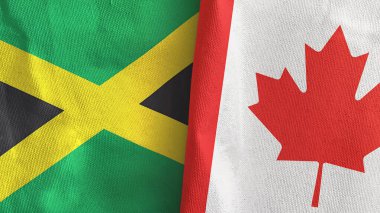 Kanada ve Jamaika iki bayraklı tekstil kumaşı 3D