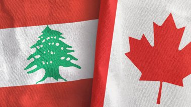 Kanada ve Lübnan iki bayraklı tekstil kumaşı 3D