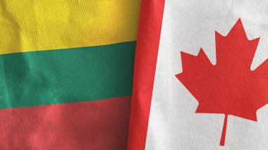 Kanada ve Litvanya iki bayraklı tekstil kumaşı 3D