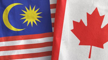Kanada ve Malezya iki bayraklı tekstil kumaşı 3D