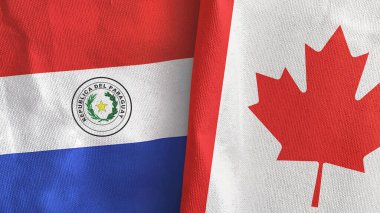 Kanada ve Paraguay iki bayraklı tekstil kumaşı 3D