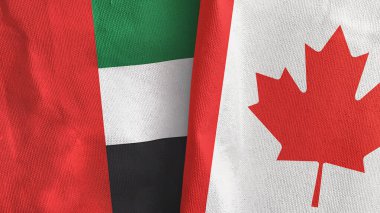 Kanada ve Birleşik Arap Emirlikleri iki bayrak tekstil kumaşı 3D