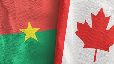 Kanada ve Burkina Faso iki bayraklı tekstil kumaşı 3D