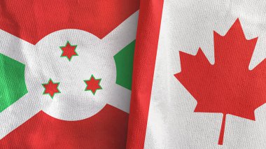 Kanada ve Burundi iki bayrak tekstil kumaşı 3D