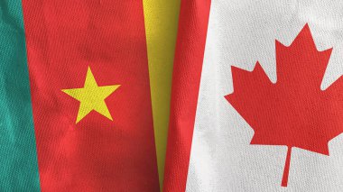 Kanada ve Kamerun iki bayraklı tekstil kumaşı 3D