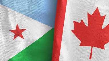 Kanada ve Cibuti iki bayraklı tekstil kumaşı 3D
