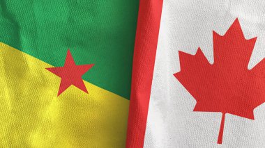 Kanada ve Fransız Guyanası 2 bayraklı tekstil kumaşı 3D