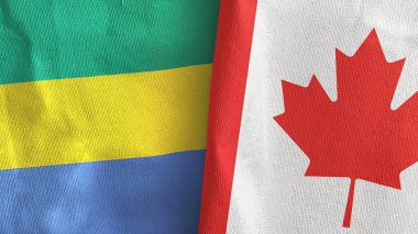 Kanada ve Gabon iki bayraklı tekstil kumaşı 3D