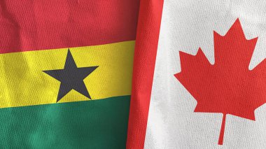 Kanada ve Gana iki bayraklı tekstil kumaşı 3D