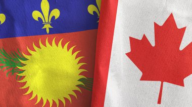 Kanada ve Guadeloupe iki bayraklı tekstil kumaşı 3D
