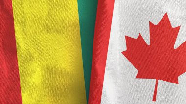 Kanada ve Gine iki bayraklı tekstil kumaşı 3D