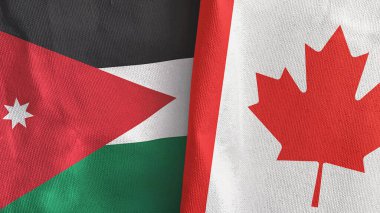 Kanada ve Ürdün 'de iki bayraklı tekstil kumaşı 3D