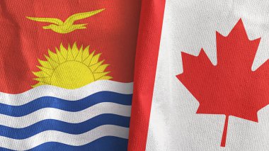 Kanada ve Kiribati iki bayraklı tekstil kumaşı 3D